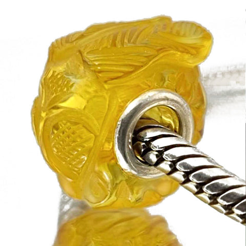 Multi-Color Amber Carved Bee Charm Bead