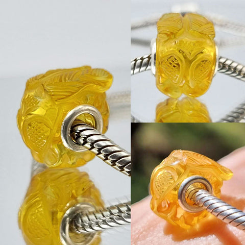 Multi-Color Amber Carved Bee Charm Bead