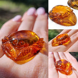 Cognac & Fossil Amber Carved Animals Cabochon