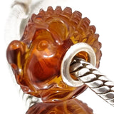 Multi-Color Amber Carved Hedgehog Charm Bead