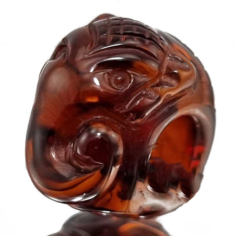 Multi-Color Amber Carved Elephant Charm Bead