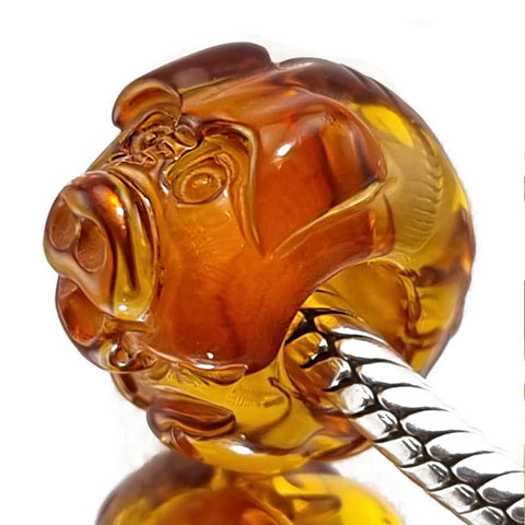 Multi-Color Amber Carved Pig Charm Bead