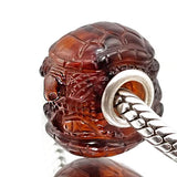 Multi-Color Amber Carved Turtle Charm Bead