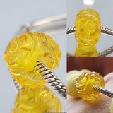 Multi-Color Amber Carved Roses Charm Bead