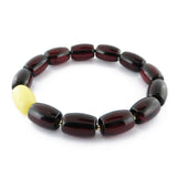 Cherry & Milky Amber Barrel Beads Stretch Bracelet - Amber Alex Jewelry