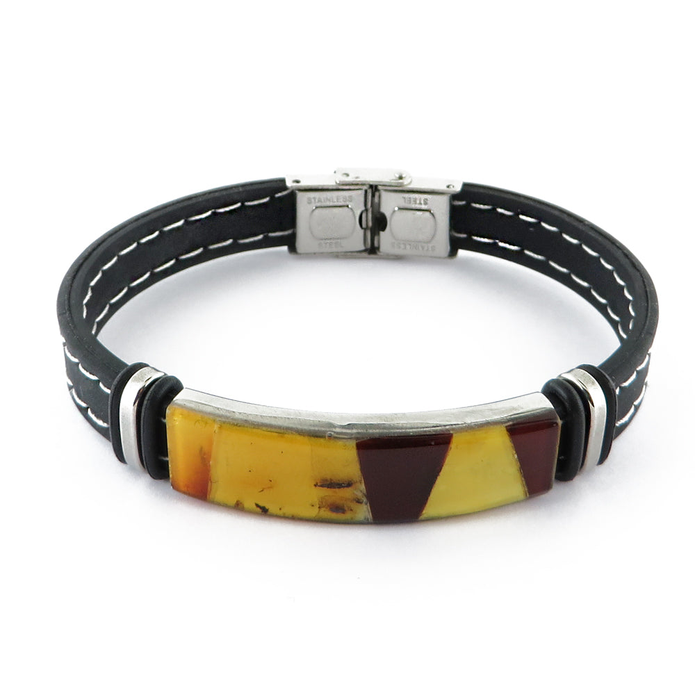 Men's Black Bracelet with Amber Mosaic - Amber Alex Jewelry