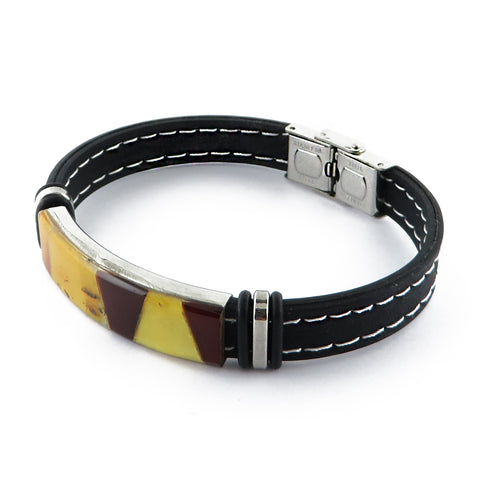 Men's Black Bracelet with Amber Mosaic - Amber Alex Jewelry