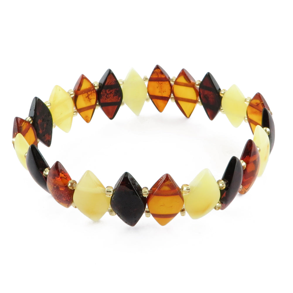 Multi-Color Amber Marquise Beads Stretch Bracelet - Amber Alex Jewelry
