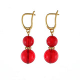 Red Amber Round Dangle Earrings 14K Gold Plated - Amber Alex Jewelry