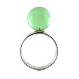 Green Amber Round Bead Adjustable Ring Sterling Silver - Amber Alex Jewelry