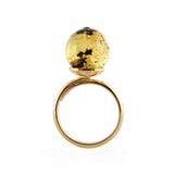 Fossil Amber Round Bead Adjustable Ring 14k Gold Plated - Amber Alex Jewelry