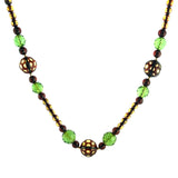 Multi-Color Amber Faceted Round Beads Necklace 14k Gold Plated