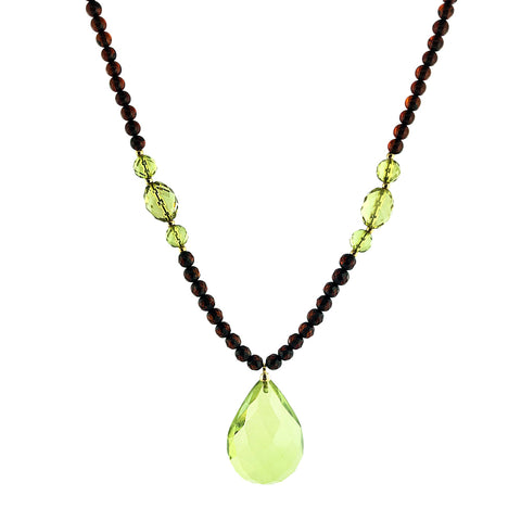 Green & Cherry Amber Beaded Necklace