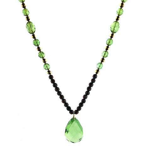 Green & Cherry Amber Beaded Necklace