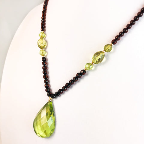 Green & Cherry Amber Beaded Necklace