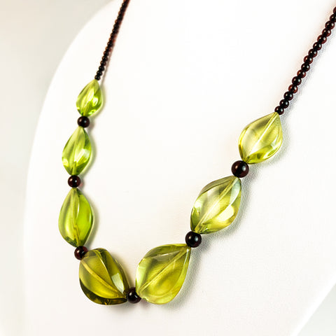 Green & Cherry Flames And Round Beads Necklace