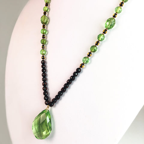 Green & Cherry Amber Beaded Necklace