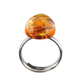 Cognac Amber Oval Adjustable Ring Sterling Silver