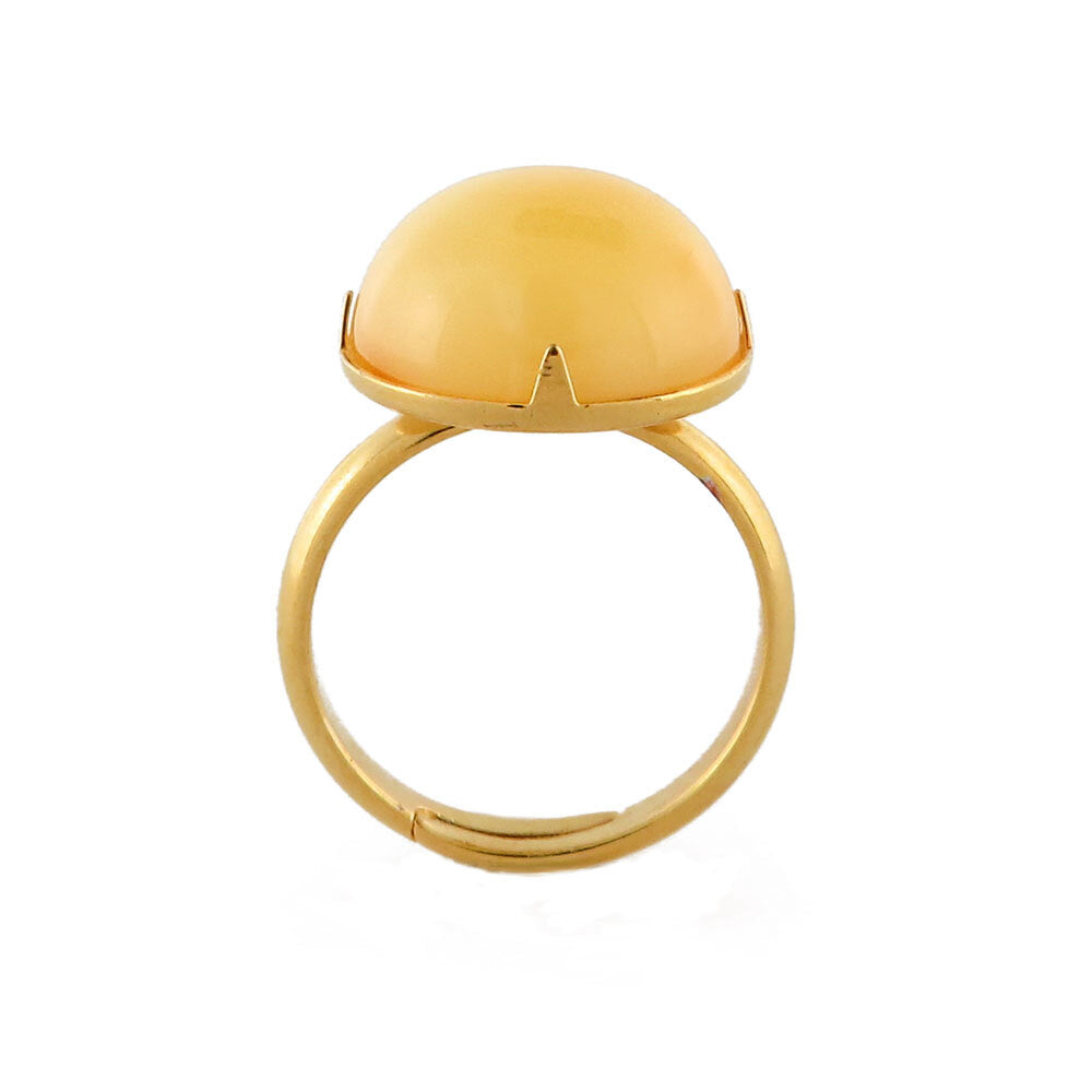 Milky Amber Round Adjustable Ring - Amber Alex Jewelry