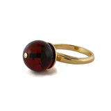 Cherry Amber Round Beads Adjustable Ring - Amber Alex Jewelry