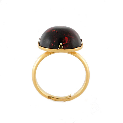 Milky Amber Round Adjustable Ring - Amber Alex Jewelry