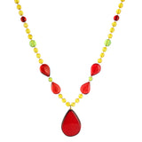 Red Amber Drop Pendant Beaded Necklace