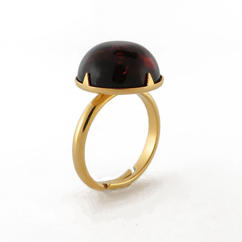 Milky Amber Round Adjustable Ring - Amber Alex Jewelry