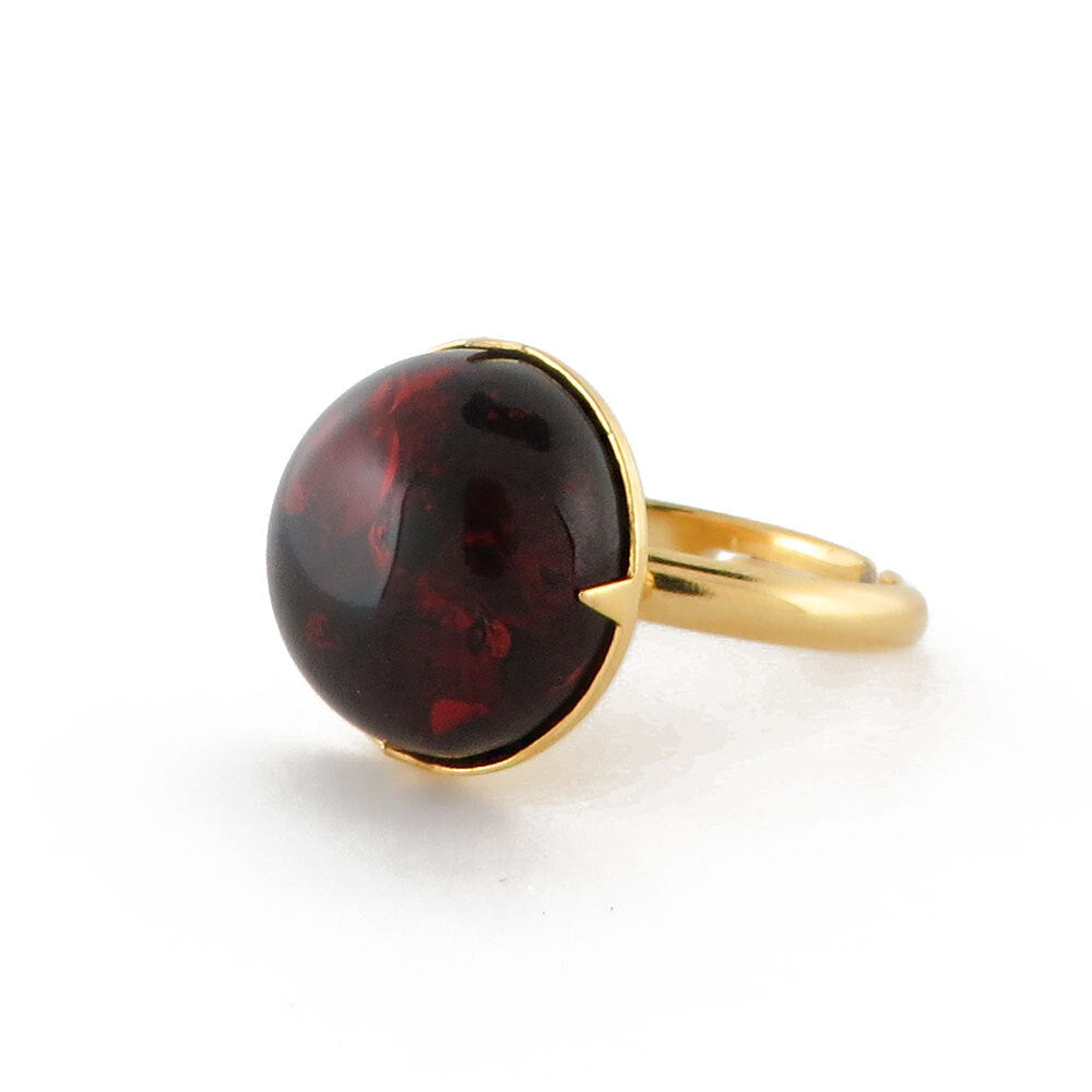 Cherry Amber Round Adjustable Ring - Amber Alex Jewelry