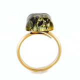 Earth Stone Amber Rectangular Adjustable Ring - Amber Alex Jewelry