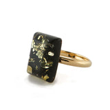 Earth Stone Amber Rectangular Adjustable Ring - Amber Alex Jewelry