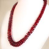 Red Amber Tablet Beads Necklace