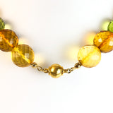 Multi - Color Amber Faceted Round Beads Necklace