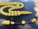 Yellow With White  Amber Round Shape 10.5 mm Islamic Prayer Beads