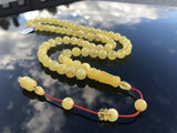 Yellow With White  Amber Round Shape 10.5 mm Islamic Prayer Beads