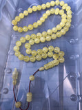 Yellow Milky Amber Round Shape 11 mm Islamic Prayer Beads