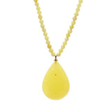 Lemon with Dark Flakes Amber Pendant Beaded Necklace - Amber Alex Jewelry