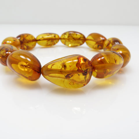 Cognac Amber Nugget Stretch Bracelet