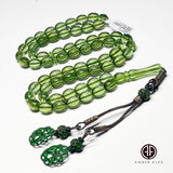 Green Amber Olive Shape Beads 8.5x10 mm Islamic Prayer Beads