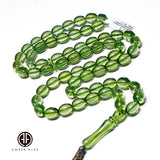 Green Amber Olive Shape Beads 8.5x10 mm Islamic Prayer Beads