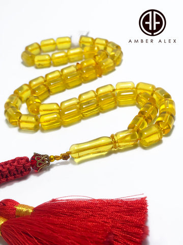 Transparent Amber Barrel Shape 8.5mm Islamic Prayer Beads