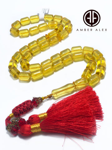 Transparent Amber Barrel Shape 8.5mm Islamic Prayer Beads