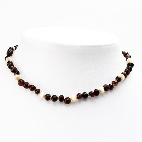 "KIDDO" Cognac Amber Baroque Beads Baby Necklace