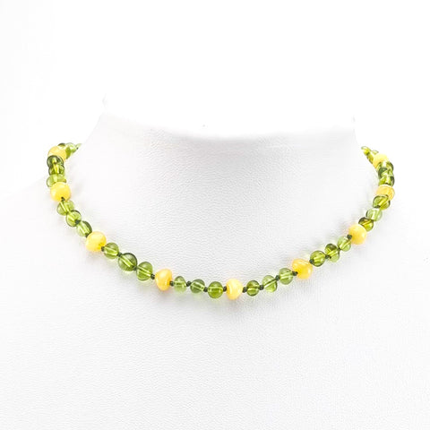 "KIDDO" Green & Milky Amber Baroque Beads Baby Necklace