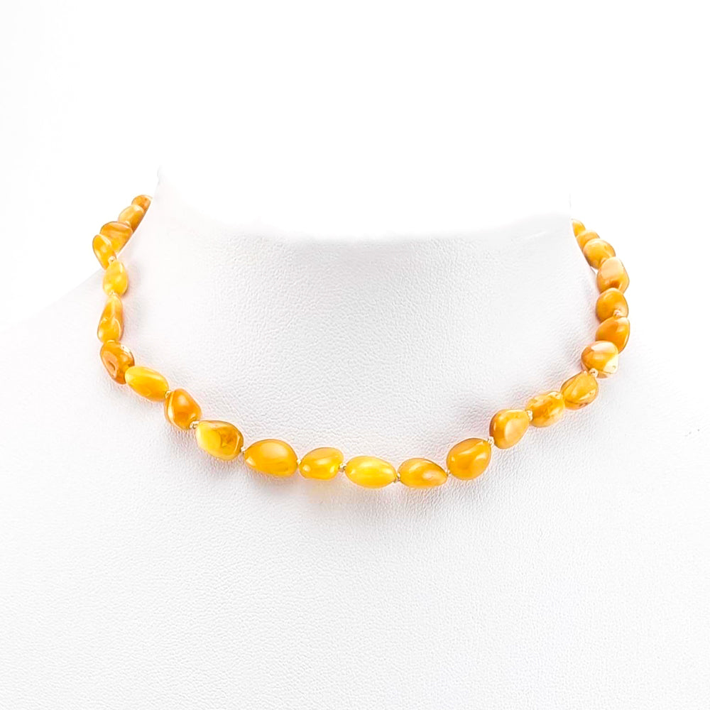 "KIDDO" Milky Amber Small Nuggets Baby Necklace