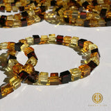 Multi-Color Amber Cube Beads Stretch Bracelet