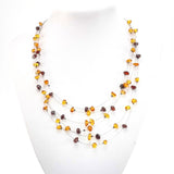 Multi-color Amber Baroque Beads Rain Necklace Sterling Silver