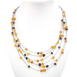 Cognac & Cherry Amber Faceted Beads Rain Necklace