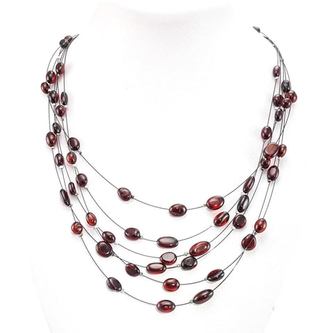 Cherry Amber Nugget Beads Necklace Sterling Silver