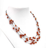 Cognac Amber Round Beads Rain Necklace Sterling Silver