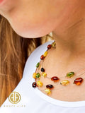 Multi-Color Amber Nuggets Rain Necklace Sterling Silver